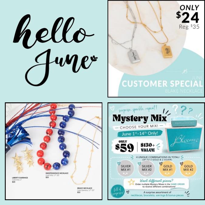 🚨 New goodies & they are SO good! 🚨

If you haven’t checked the website lately, here’s your sign 👇🏼

✨ The Blake Necklace ✨
A gorgeous layered look in gold or silver stainless steel + FREE personalization! At only $20, it’s perfect for grads, birthdays, besties, anniversaries, or a little treat for yourself.

🇺🇸 New Americana Collection 🇺🇸
Three festive styles just dropped and every piece is under $25! Perfect for summer celebrations, BBQs, parades, and showing off your red, white & blue spirit.

🎁 Mystery Mix 🎁
Get OVER $130 worth of jewelry for just $59! Choose from gold or silver curated collections filled with surprise necklaces, bracelets, earrings, and bonus goodies. Grab more than one - there will be NO duplicates! Available thru June 14 while supplies last!

💥ADD TO 🛒 HERE ➡️ https://www.myjbloom.com/JENNHEIBY/PublicUi.aspx/shop?displayCategory=0001

🤷🏻‍♀️ Which new arrival is calling your name?